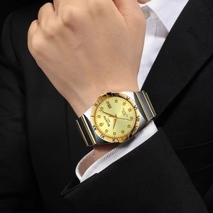 Montre classique pour homme en or, élégante, étanche, de luxe, bracelet en acier inoxydable, calendrier lumineux, montre à quartz - Product Image 6