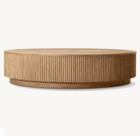Table basse circulaire RH en chêne américain contemporain, de haute qualité, mobile et faite à la main, pour salon, villa, hôtel, mobilier