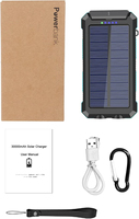 Banque d'alimentation solaire portable d'urgence pour l'extérieur, type-c 20000mah, double USB, panneau solaire, station d'alimentation portable