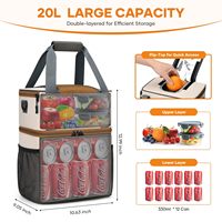 Femmes 20L isolé pliable lettre motif boîte à lunch étanche Double pont sac isotherme accès rapide fermeture à glissière en Oxford