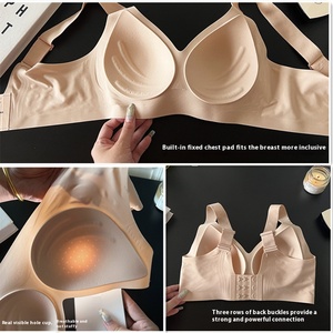 Venta al por mayor directa de fábrica: Sujetador deportivo inalámbrico sin costuras, copas fijas, tela de gel, talla grande, ajustable, transpirable, cobertura completa del busto. - Product Image 3