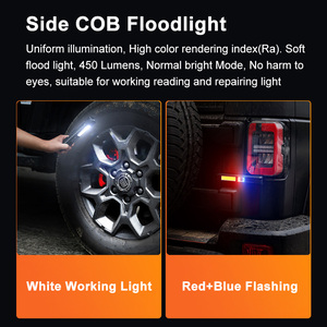 Lampe de poche professionnelle XTE LED COB Lumière rouge et bleue Aimant Règle de mesure Réparation automobile 180 °   Éclairage de travail d'urgence USB rotatif - Product Image 3