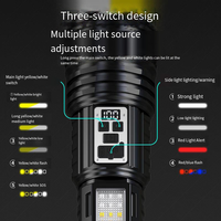Lampu Senter Cob Terlaris, Cahaya Kuat, Portabel, Dapat Diisi Ulang, Lampu Led Terang, Baterai Isi Ulang untuk Berkemah, Led Putih Hitam