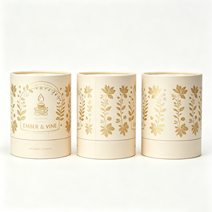 Luxury Custom Printed Candle Cylinder Tube <b>Box</b> Kraft Paper Packaging Eco Friendly Recyclable Tube <b>Box</b> with Logo for Candle <b>Gift</b> - Product Image 6