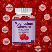 Gummies de citrate de magnésium, fabricant OEM, 70 mg de magnésium élémentaire, pectine végétalienne, framboise, marque privée