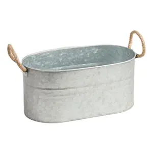 Good Quality Galvanised Oval Shape Ice Bucket With Rope Handle Metal Tool Caddy For Export