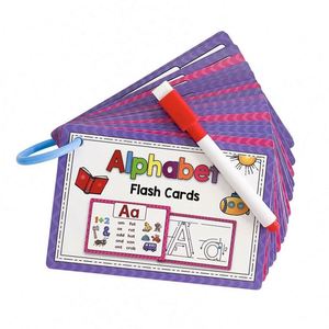Material Didáctico para Jardín de Infancia en Casa, Aprende Palabras del Alfabeto, Escribe, Tarjetas de Palabras Reutilizables - Product Image 1