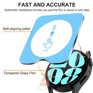 Con kit de herramientas de Alineación automática Vidrio templado HD para Samsung <span class=keywords><strong>Watch</strong></span> 4 5 6 40mm 44mm Protector de pantalla para Samsung <span class=keywords><strong>Watch</strong></span> 5 Pro 45mm - Product Image 3