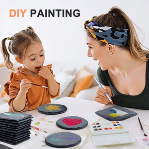 En gros, ensemble de sous-verres en ardoise noire de 4 pouces, sous-verres en pierre, supports vierges pour gravure laser - Product Image 2