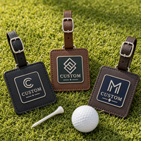 Etiqueta de Cuero para Bolsa de Golf, Color Marrón y Negro, Personalizada con Nombre, Letra o Logotipo, Impresión UV, Accesorio de Golf Personalizado, Venta al Por Mayor OEM ODM
