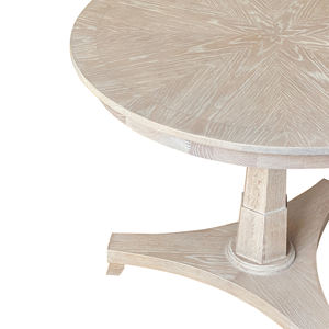 D135 classico francese Country Vintage antico in legno massello di quercia rotondo centro tavolo da pranzo <span class=keywords><strong>esagonale</strong></span> colonna a forma di Tri-lamina - Product Image 6