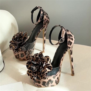 2025 Summer Custom Leopard Print Women's Open <b>Toe</b> <b>Round</b> Head Super High <b>Heel</b> Party Shoes Height Increasing Sexy Sandals - Product Image 4