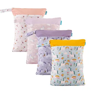 Happyflute borsa per pannolini riutilizzabile con chiusura a Zip borsa bagnata in tessuto riciclato PUL impermeabile Baby