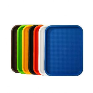 Plateau rectangulaire en plastique personnalisé pour la restauration commerciale, assiette de service épaisse antidérapante pour cantine, grande barquette pour la restauration rapide - Product Image 1