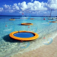 Lit d'eau gonflable rond, hamac flottant en PVC antidérapant, tapis de relaxation durable pour usage commercial en resort, piscine, plage, lac