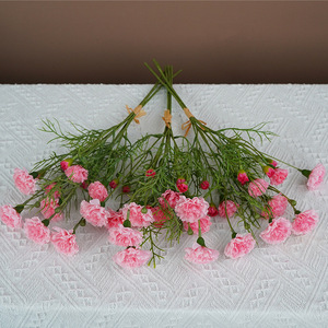 Ramo de Claveles Artificiales de Seda Rosa, Alta Simulación, Decoración para el Día de la Madre - Product Image 1