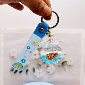 Lovely Marine Keychain <b>Floating</b> Liquid Fish Tank Bag Pendant Acrylic Boutique Car Jewelry Wholesale Gifts for Men and Women - Product Image 2