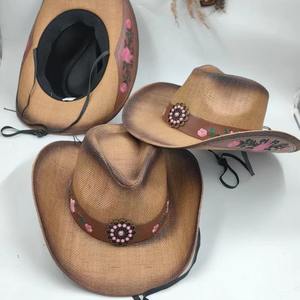 Sombreros de vaquero de Jazz occidental americano europeo para hombres, mujeres, rosas de zafiro, nuevos productos para <span class=keywords><strong>Amazon</strong></span>, venta al por mayor transfronteriza - Product Image 2