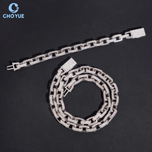 Moissanite Cuban Link <b>Chain</b> 10mm Necklace Rhodium Plated Solid 925 Silver Hiphop <b>Iced</b> <b>Out</b> Jewelry - Product Image 4