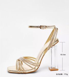 Sandalias de Verano para <span class=keywords><strong>Mujer</strong></span>, Nuevas con Tacón de Cristal, Plataforma Mediana, Tiras Cruzadas, Elegantes y con Punta en Pico - Product Image 5