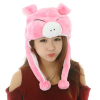 Gorros de Peluche de Animales de Dibujos Animados para Niños, Gorro de Cerdito Rosa, Pollo, Búho, Cabra, Leopardo, Oso Blanco, para Fiestas y Cosplay