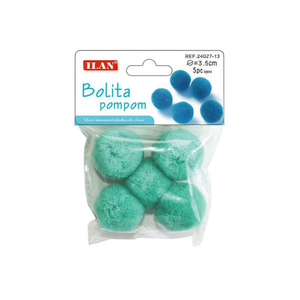Pompon in Lana 3,5 Cm Turchese per Decorazioni Artigianali - Product Image 2