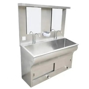 Fregadero quirúrgico de acero inoxidable para Hospital, <span class=keywords><strong>lavamanos</strong></span> a mano, lavabo de bañera de 3 asientos operado por pies, lavabo de inducción automática - Product Image 2