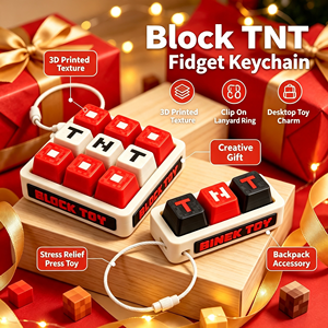 Llavero Clicker TNT Estilo Bloque, Juguete Sensorial Antiestrés Portátil, Colgante para Mochila, Accesorio <span class=keywords><strong>de</strong></span> <span class=keywords><strong>Juego</strong></span>, Regalo Creativo - Product Image 1