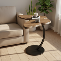 Table basse MDF Crème avec bordure papillon, Meuble d'appoint de canapé pour salon, Table de chevet créative minimaliste de style français pour chambre à coucher