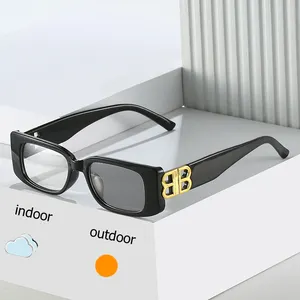 Kacamata hitam photoromik Anti radiasi, kacamata pelindung terik matahari komputer lensa dapat diganti, bingkai kacamata persegi untuk pria dan wanita