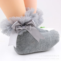 Chaussettes en dentelle pour enfants, chaussettes courtes en coton pour bébés filles, chaussettes de princesse avec nœud en dentelle, nouveau produit, chaussettes pour enfants