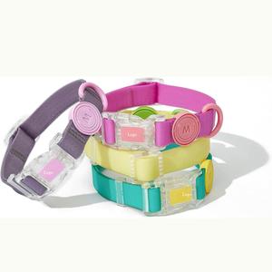 Ensemble collier et laisse pour animaux de compagnie de luxe réglable, couleurs macaron, avec logo personnalisé, matériau en nylon imperméable, colliers multifonctionnels pour chiens - Product Image 3