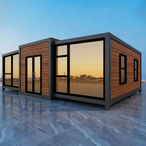 Casa Prefabricada con Ventanas Panorámicas de Pared Completa y Textura de Madera, ADU para el ESTÁNDAR AS/NZS/USA, Casa Prefabricada con Estructura de Acero Ligero - Product Image 1