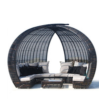 Nuevo Sofá Cama de Lujo para Exteriores, Tejido en Ratán, Estilo Nido de Pájaro, Moderno, Resistente a los Rayos UV, para Patio, Jardín, Hotel