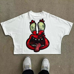 Gran oferta, camisetas recortadas Boxy, ropa de calle de algodón 100%, camisetas de lujo de alta calidad para hombres, camisetas gráficas impresas Y2K - Product Image 2