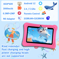 Tablette éducative YPORANGE 7 pouces MTK Quad Core Android 12 pour enfants avec 2 Go de RAM, 32 Go de ROM, résolution 1024x600, caméra 0,3 MP + 2 MP