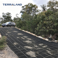 Grille de pavage perméable en HDPE noir, 100% vierge, haute résistance, emboîtable, pour allées, parkings, voies d'accès incendie et aménagement paysager