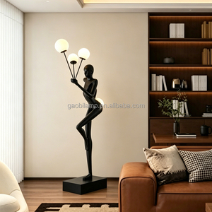 Lampadaire Sculpture Humaine 4 Boules Lumineuses, <span class=keywords><strong>Lampe</strong></span> sur Pied <span class=keywords><strong>Statue</strong></span> Femme, Décoration Artistique de Luxe pour Villa, Salon, Hall d'Hôtel - Product Image 4