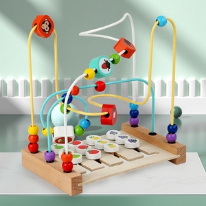 Juego de <span class=keywords><strong>Ajedrez</strong></span> Lógico Educativo Temprano para Niños, Entrenamiento de Movimiento Fino, Juguete de Madera con Cuentas de Montaña Rusa y Laberinto - Product Image 5