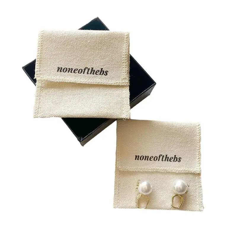 Benutzer definierte Größe Luxus Leinwand Ohrringe Aufbewahrung taschen Baumwolle Rosenkranz Staubbeutel