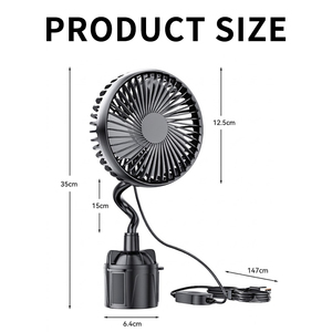 Ventilador para Coche 24V 12V Conexión USB Aspas de 4 Pulgadas 6.5W Alta Potencia de Viento 50-60dB Silencioso Ventilador de Una Sola Cabeza para Camiones Grandes - Product Image 6