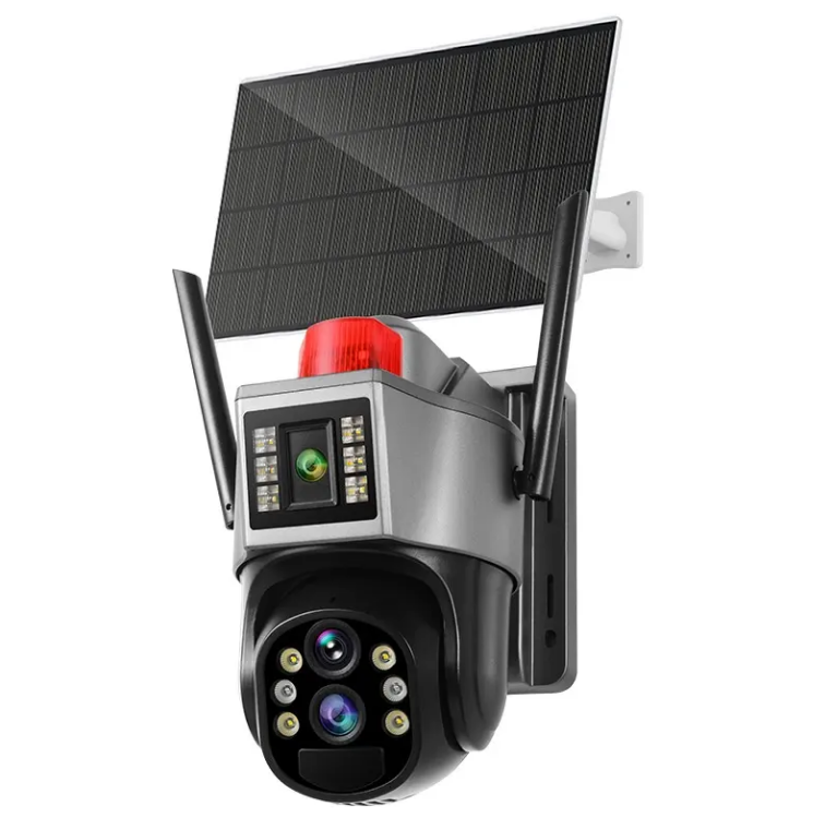 8.0 Million Pixel Binocular CCTV Camera with 10x Zoom Dual Solar Monitoring 4G WiFi & Wireless IP Network Connectivity