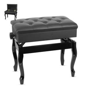 Banco de Piano de Madera con Altura Ajustable, Estilo Clásico, Negro, con Espacio de Almacenamiento, Taburete para Tocar el Teclado - Product Image 1