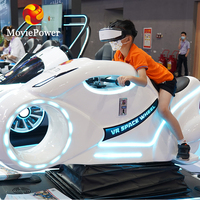 Simulateur de course de moto VR, machine d'arcade à mouvement, jeu de course VR avec construction en fibre de verre et métal pour garderie