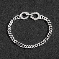 Nouvelle mode Bracelet à breloques à boucle en fer à cheval en zircon micro-incrusté pour hommes et femmes Style de chaîne cubaine principalement en laiton