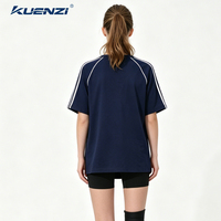 Camiseta Kuenzi Extra Grande de 240 g/m², 100 % Algodón, Manga Corta, con Diseño de Rayas y Bloques de Color para Mujer