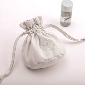 Pochette de rangement pour bijoux en coton et lin, à fond rond, personnalisée, avec cordon de serrage, broderie tendance - Product Image 4