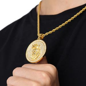 Kalung liontin singa rantai sambungan baja tahan karat berlapis kalung berbentuk <span class=keywords><strong>Solid</strong></span> pemasok Tiongkok kustom gaya pria keren - Product Image 3