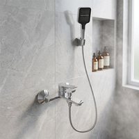 Ensemble de douche mural moderne en laiton poli de haute qualité, double fonction, avec robinet de baignoire en céramique, jet doux pour villa et appartement