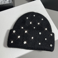 Y2K Unisexe Hiver Chaud Bonnet En Tricot De Luxe Hip Hop Bonnet avec Strass Doux Et Logo Personnalisable pour Ski Et Plage Voyage